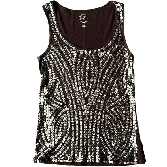 Michael Kors brown / bronze  / gold sequin tank top. Size Medium EUC - Picture 1 of 9